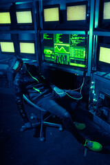 Wall Mural - cyber man has been in virtual reality for too long.