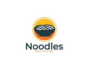 Wall Mural - Noodles with bowl logo illustration template