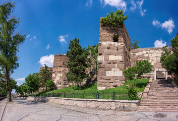 Canvas Print - Towers and walls of the ancient fortress of Ankara, Turkey