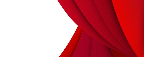 Wall Mural - abstract red banner background with 3d overlap layer and wave shapes