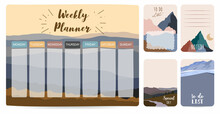 Weekly Planner Start On Sunday With Mountain,sun,to Do List That Use For Vertical Digital And Printable A4 A5 Size