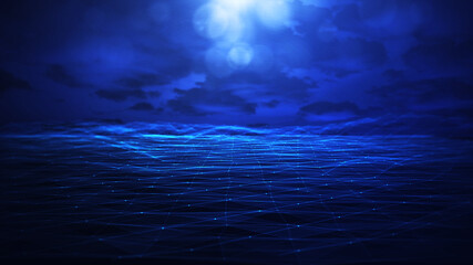 Aufkleber - abstract wave technology background. Connection structure. Big data visualization and Business. internet network.