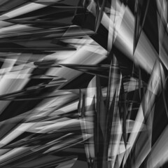 Poster - Dark abstract with angular spikes in black and white