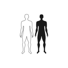 Vector silhouettes of men in black and outline color