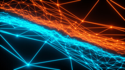 Wall Mural - abstract network concept line connection (3d rendering)