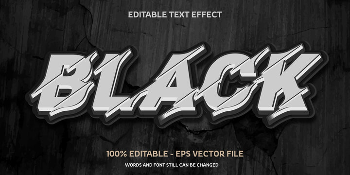 Editable text effect Black wall style with dark cracked wall background