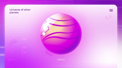 Aufkleber - Electronic data about another planet. Motion. Animation with simplified model of planet from another universe. 3D folder with model of planet in universe