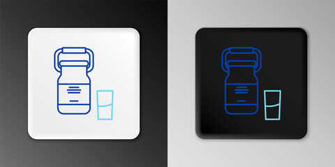 Sticker - Line Can container for milk and glass icon isolated on grey background. Colorful outline concept. Vector