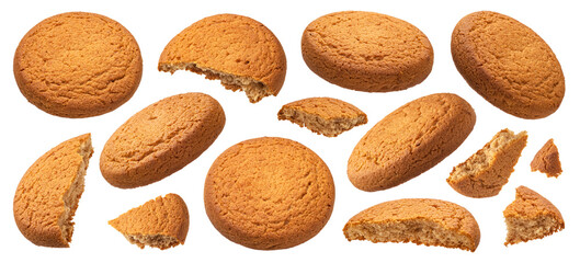 Wall Mural - oatmeal cookies isolated on white background