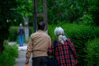 © Remus Rigo - Two elderly people walking on the street. Real people. View from behind