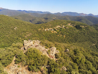 Wall Mural - Village de montagne, vue aérienne, Cévennes