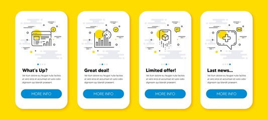 Poster - vector set of web report, augmented reality and report timer line icons set. ui phone app screens wi