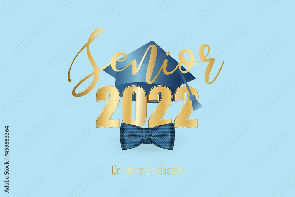 Class of 2022 wallpaper. Golden number and text Senior with thrown up ...