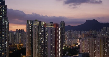 Wall Mural - Timelapse of Hong Kong city at sunset