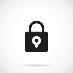 Poster - Vector lock icon. Security. Black symbol silhouette isolated on modern gradient background