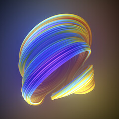 Leinwandbilder - Modern composition with twisted multicolor shape for decoration design. 3d rendering digital illustration