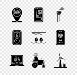 set location and tree, smart control farming system, router wi-fi signal, laptop application for sma
