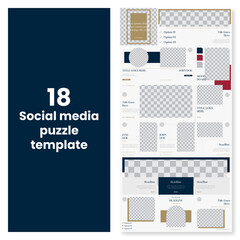 Set of editable social media instagram puzzle lawyer, law firm, attorney with elegant design vector template ai & eps 10