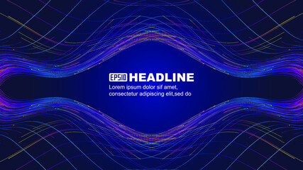 Poster - The background of undulating abstract graphics is formed by crisscrossing colored dots and lines