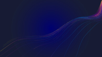 Poster - The background of undulating abstract graphics is formed by crisscrossing colored dots and lines