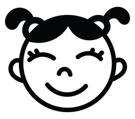 Poster - Happy little girl, icon illustration, vector on white background