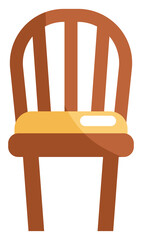 Wall Mural - Wooden brown chair, icon illustration, vector on white background