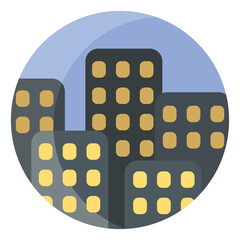 Sticker - City landscape, icon illustration, vector on white background