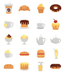 Poster - Small hometown cafe food, icon illustration, vector on white background