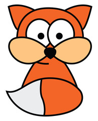 Poster - Orange fox, illustration, on a white background.