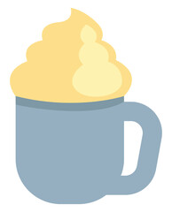 Wall Mural - Whipped cream in cup, illustration, on a white background.