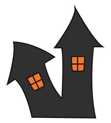 Wall Mural - Black halloween house, illustration, on a white background.