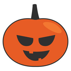 Poster - Carved pumpkin, illustration, on a white background.