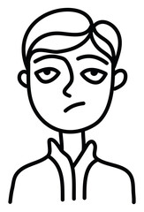 Sticker - Young boy with a bored face, illustration, on a white background.