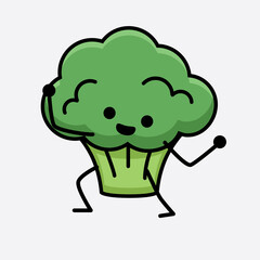 Wall Mural - Vector Illustration of Broccoli Character Mascot