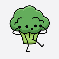 Wall Mural - Vector Illustration of Broccoli Character Mascot