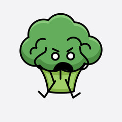 Wall Mural - Vector Illustration of Broccoli Character Mascot