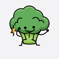 Wall Mural - Vector Illustration of Broccoli Character Mascot