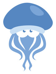 Wall Mural - Blue jellyfish, illustration, on a white background.