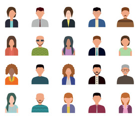 Sticker - People avatars, illustration, on a white background.