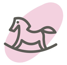 Pink Horse Toy, Illustration, Vector On A White Background.