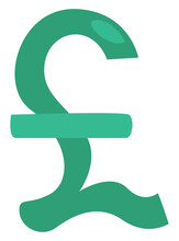 Green Pound Sign, Illustration, Vector On A White Background.