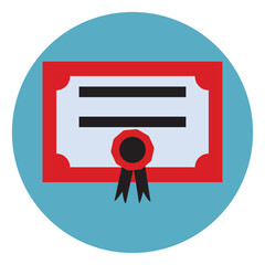 Sticker - Red certificate, illustration, vector on a white background.