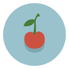 Poster - One cherry, illustration, vector on a white background.