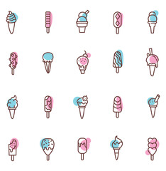 Sticker - Sweet frozen ice cream, illustration, vector on a white background.