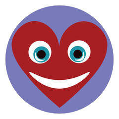 Poster - Heart with big smile, illustration, vector on a white background.