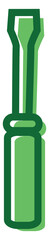 Sticker - Green screwdriver, illustration, vector on a white background.