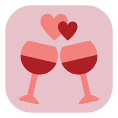 Wall Mural - Wine and hearts, illustration, vector on a white background.