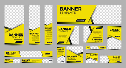 set of creative web banners of standard size with a place for photos. vertical, horizontal and squar