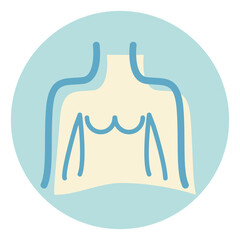 Wall Mural - Human chest, illustration, vector, on a white background.