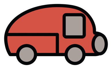 Canvas Print - Red small bus, illustration, vector, on a white background.